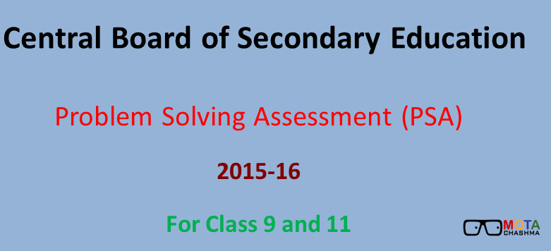 PSA CBSE 2015-16 Problem Solving Assessment